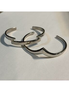 Vintage Silver Avon Chevron Bracelet set of 2